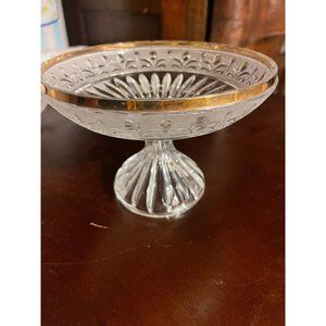 Anna Hutte Gold-trimmed Footed Crystal Candy Dish